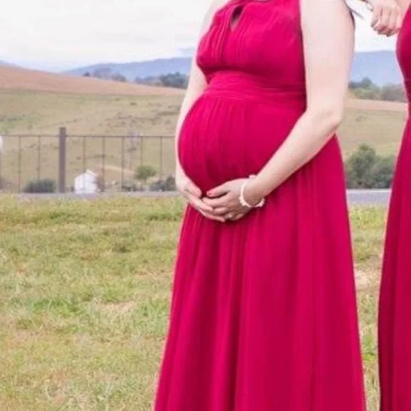 Red maternity dress - Picture 3 of 7